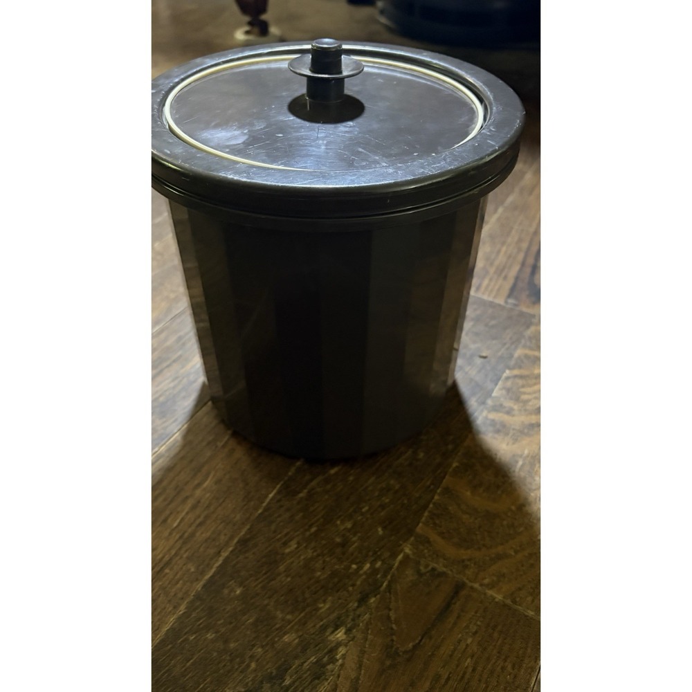 Vintage Tupperware Insulated Ice Bucket Dark Brown; Push Button Seal #1683 3 Pcs